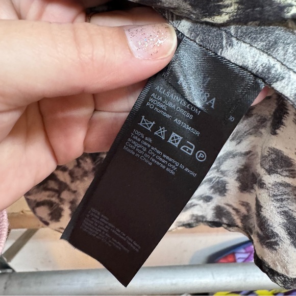 AllSaints Alia Juba silk dress with a leopard print size medium women’s - Picture 4 of 8